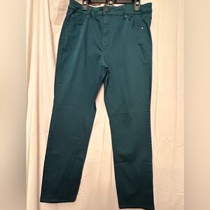 Code Bleu Chelsea Classic Straight Jeans Women's 18W Hunter/ Teal Green Cropped